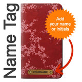 iPhone 12 Pro, 12 PU Leather Flip Case Red Floral Cherry blossom Pattern with leather tag