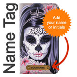 Apple iPhone 14 PU Leather Flip Case Sugar Skull Steam Punk Girl Gothic with leather tag