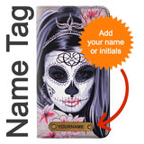 Apple iPhone 14 Pro Max PU Leather Flip Case Sugar Skull Steam Punk Girl Gothic with leather tag
