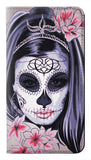 Apple iPhone 14 PU Leather Flip Case Sugar Skull Steam Punk Girl Gothic