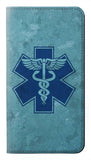 Apple iPhone 14 PU Leather Flip Case Caduceus Medical Symbol