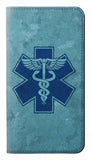 Google Pixel 6 Pro PU Leather Flip Case Caduceus Medical Symbol