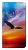 Samsung Galaxy A22 5G PU Leather Flip Case Bald Eagle Flying Colorful Sky